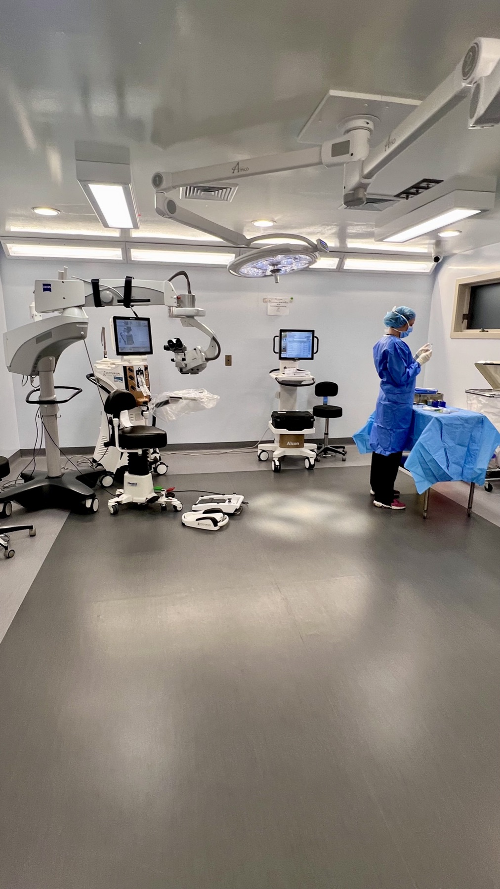 The surgical team preparing the operating suite at May Eye Care