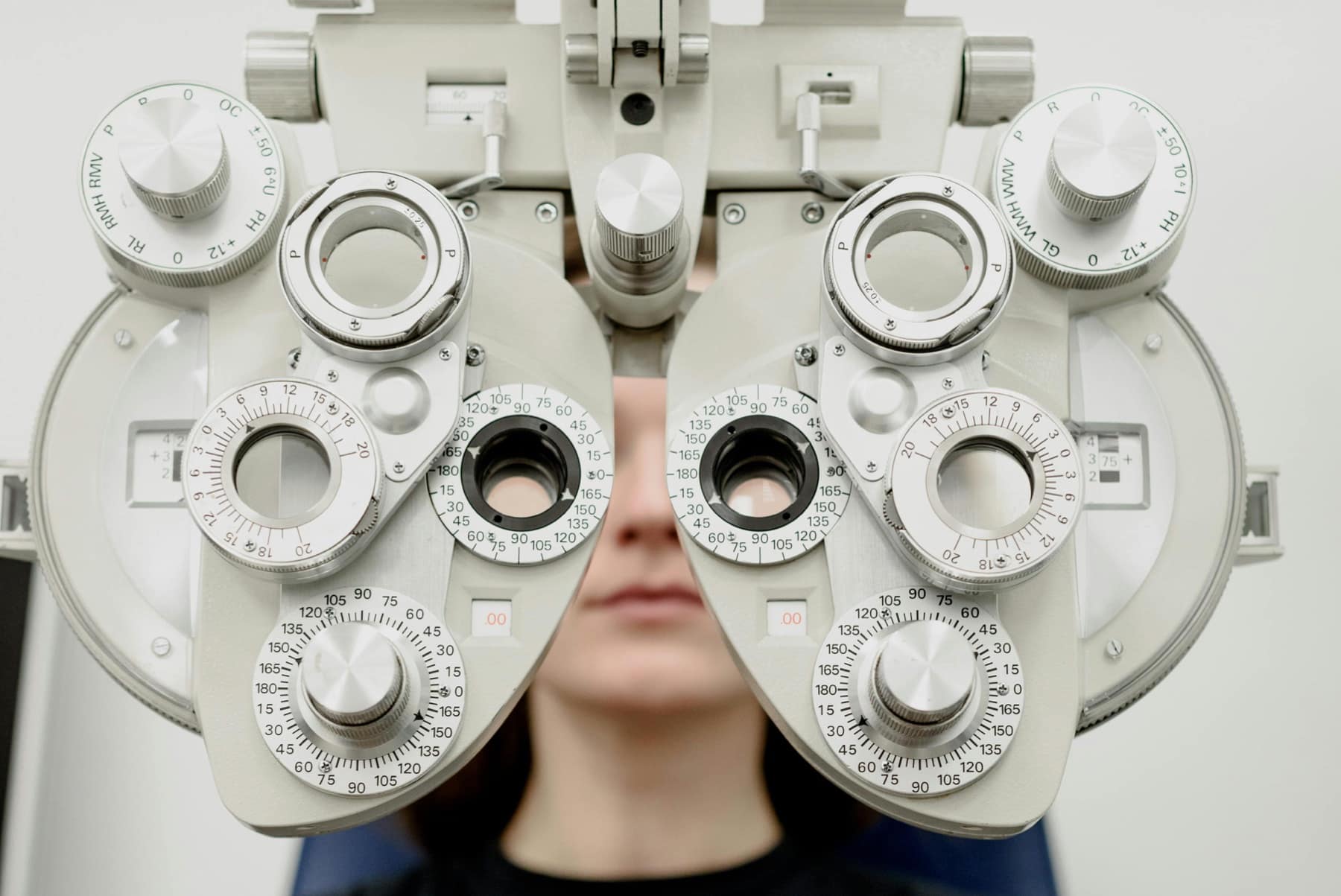 A phoropter used during a comprehensive glaucoma evaluation